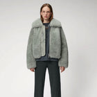 New Grey Womens Winter Shearling Short Fox Fur Jacket