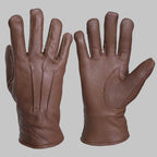 Brown Leather Glove with Faux Fur Lining