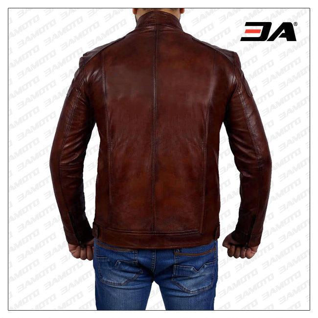 Genuine Dark Brown Leather Jacket Mens