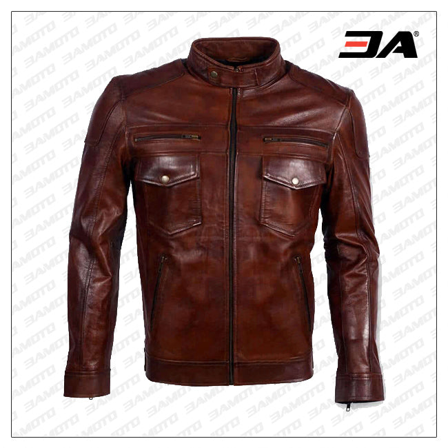Genuine Dark Brown Leather Jacket Mens