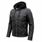 Black Leather Jacket With Hood