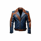 Blue and Brown Cafe Racer Leather jacket