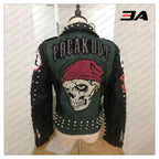 Graffiti Studs Punk Style Skull Biker Pu Jacket