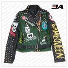 Graffiti Studs Punk Style Skull Biker Pu Jacket