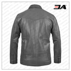 Gray Leather Shirt Jacket
