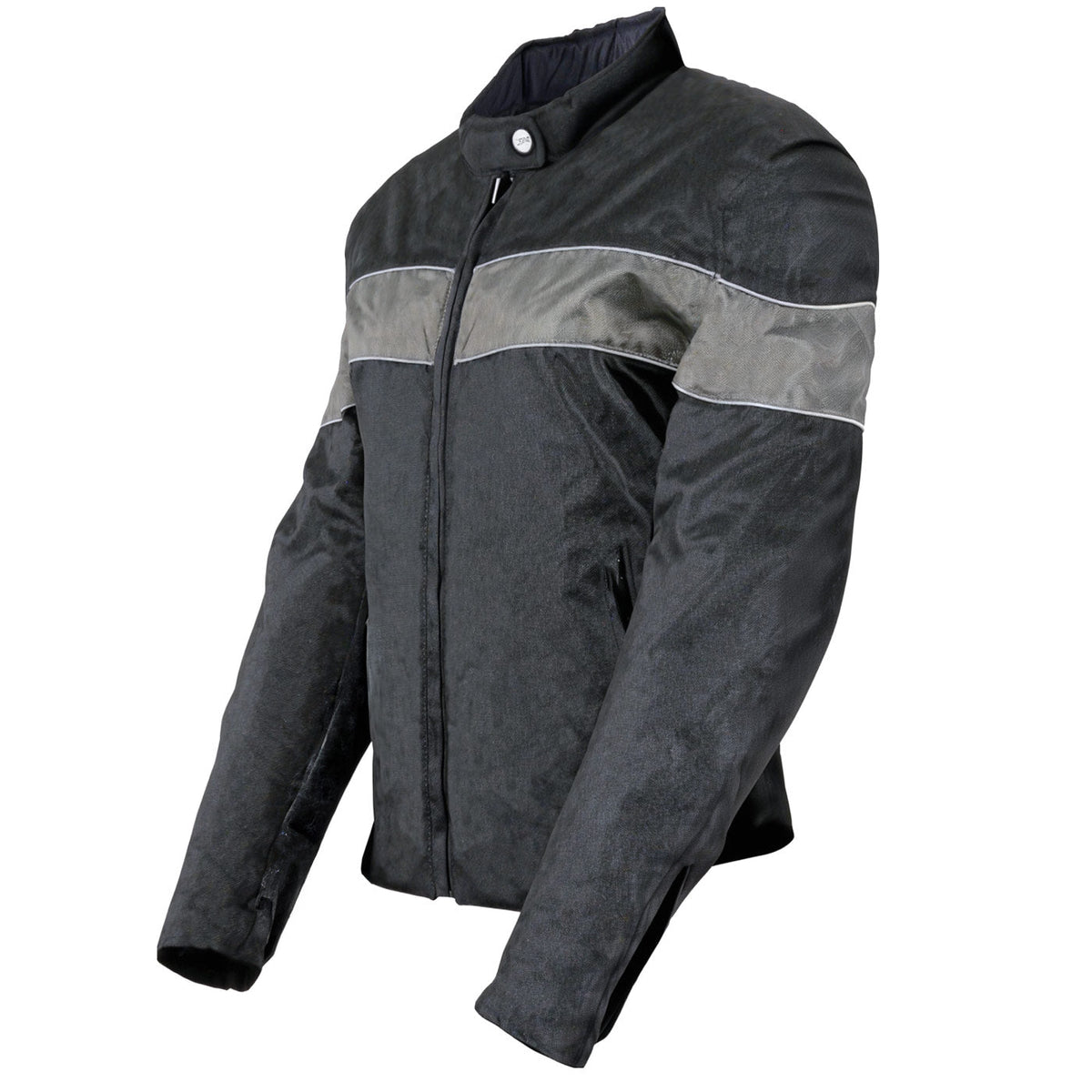 Milwaukee Leather SH2261 Women's Lightweight Black and Grey Textile Motorcycle Jacket with Reflective Piping