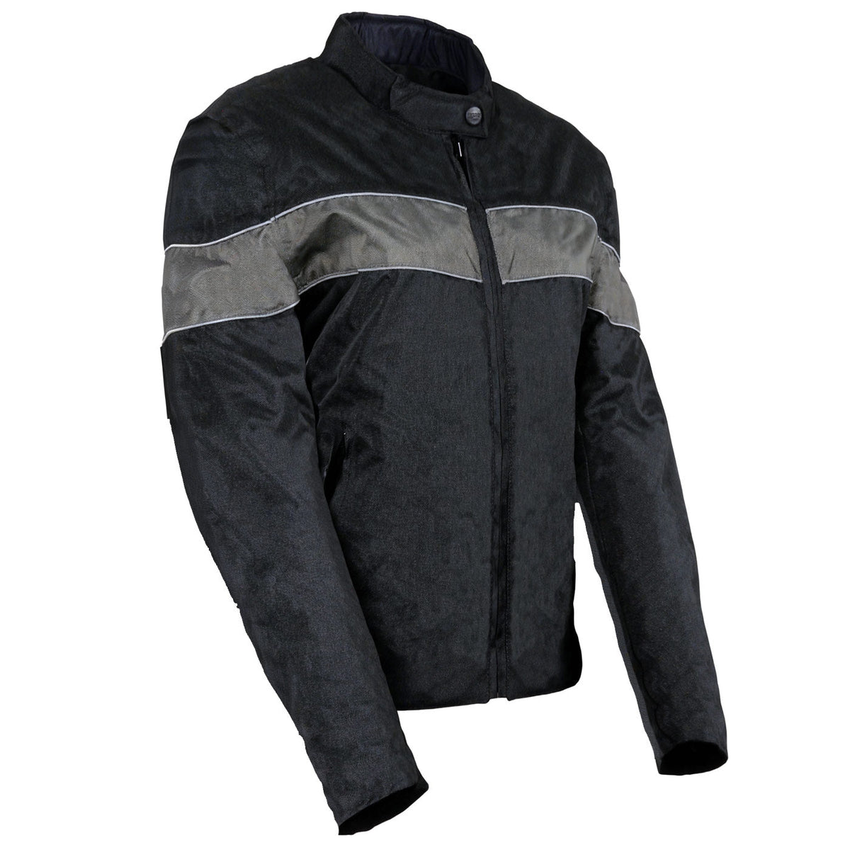 Milwaukee Leather SH2261 Women's Lightweight Black and Grey Textile Motorcycle Jacket with Reflective Piping