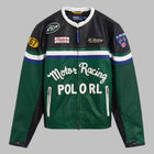 Green Black Racing Leather Biker Jacket