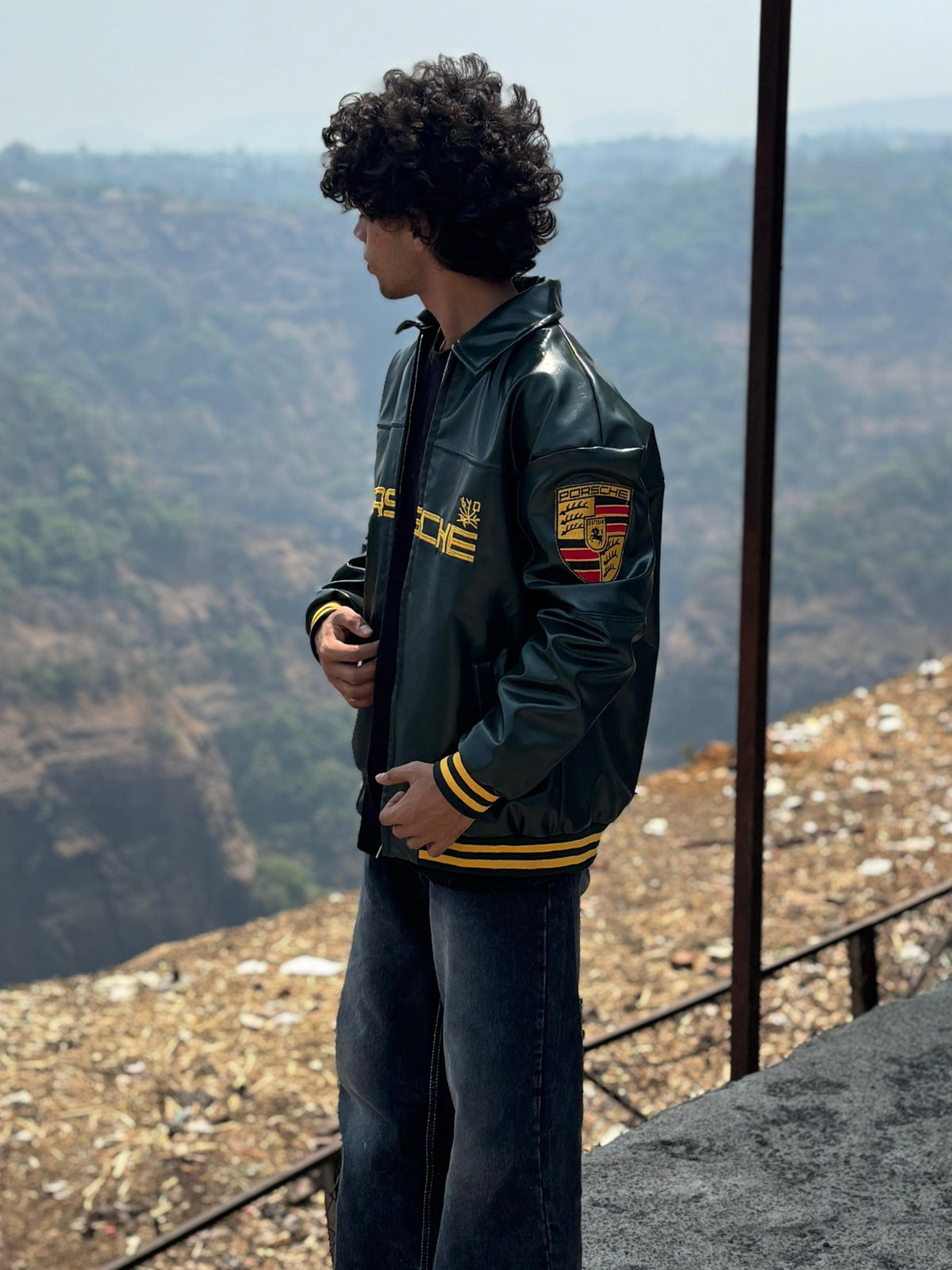 Vintage Porsche 993 Racing Jacket | Oversized Green F1 Bomber