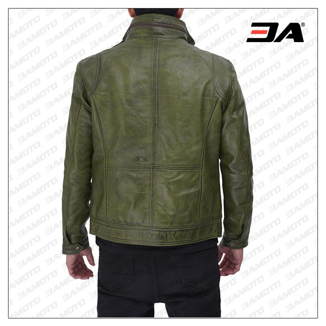 Moffit Green Real Leather Jacket