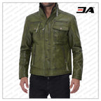 Moffit Green Real Leather Jacket
