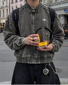 Grey Denim Jacket for Men | Oversized Bomber Jacket – XOVRA