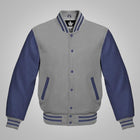 Men's Baseball Style Grey and Royal Blue Varsity Jacket