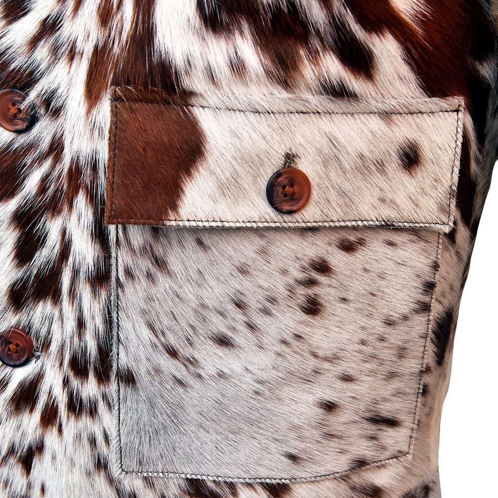 Men’s Brown & White Hair-On Cowhide Chore Jacket