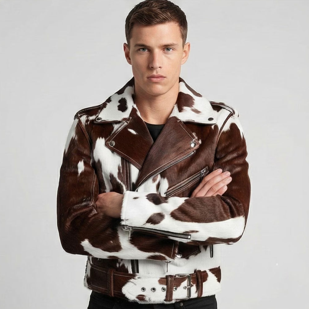 Men’s Hair-On Cowhide Double Rider Jacket