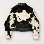 Men’s Tricolor Hair-On Cowhide Snap Jacket