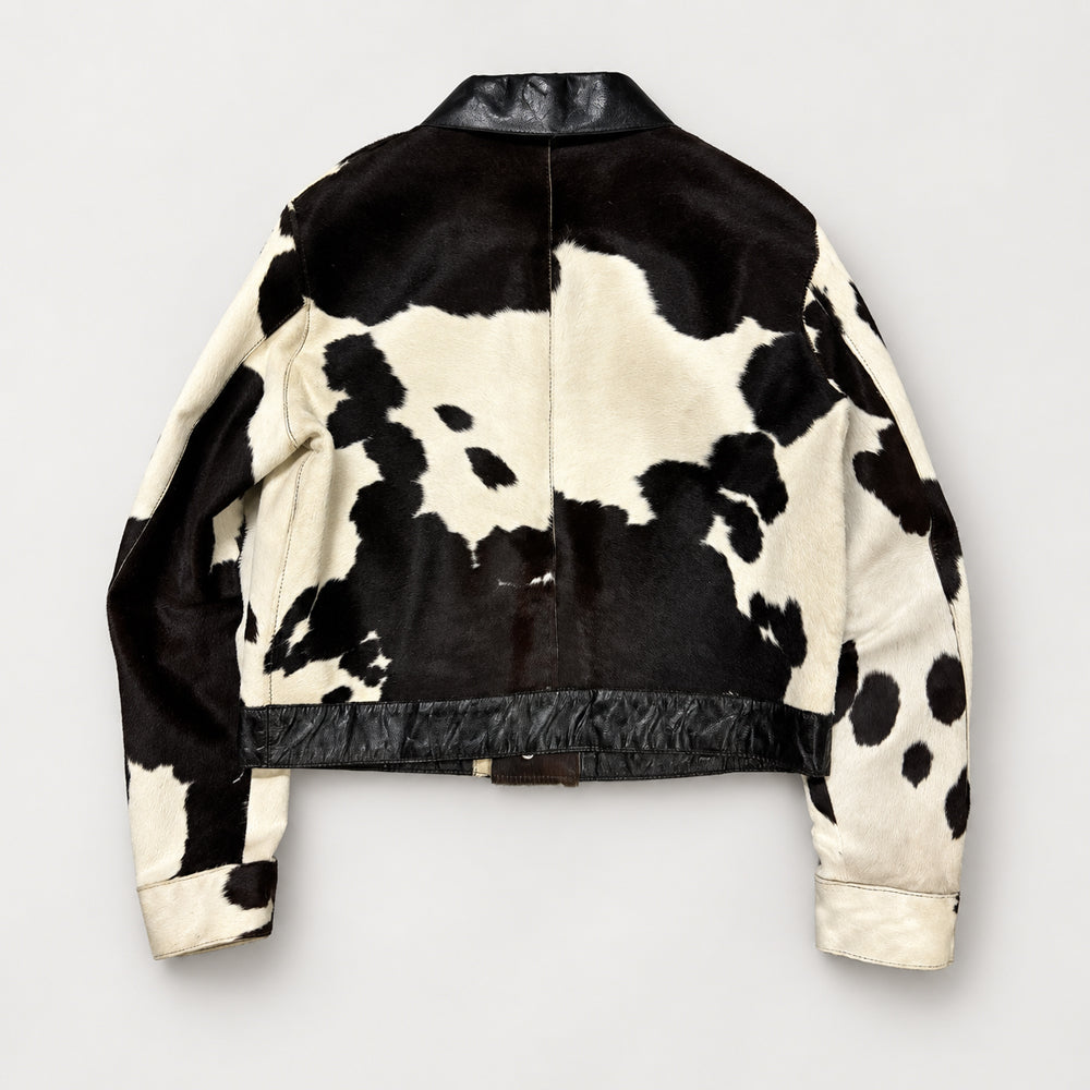 Men’s Tricolor Hair-On Cowhide Snap Jacket