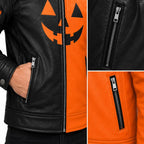 Split Harvest Men’s Pumpkin Cafe Racer Leather Jacket