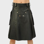 HANDMADE 100% GENUNE BLACK LEATHER KILT