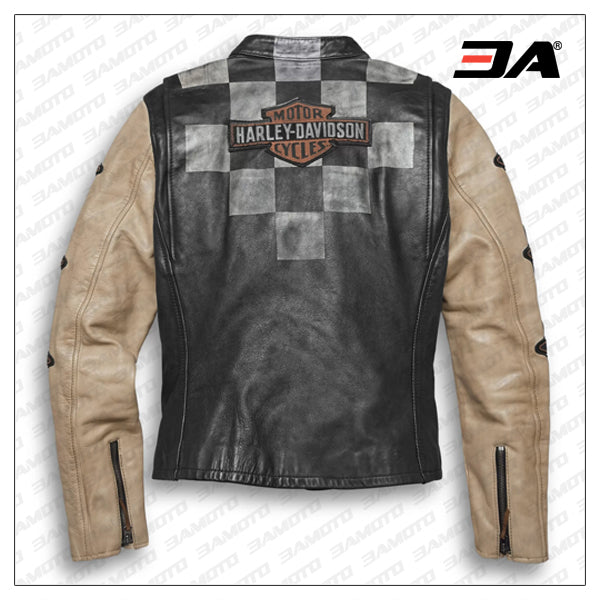 Harley Davidson Black Checkered Motorcycle Jacket