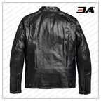 Harley Davidson Black Stripe Motorcycle Leather Jacket