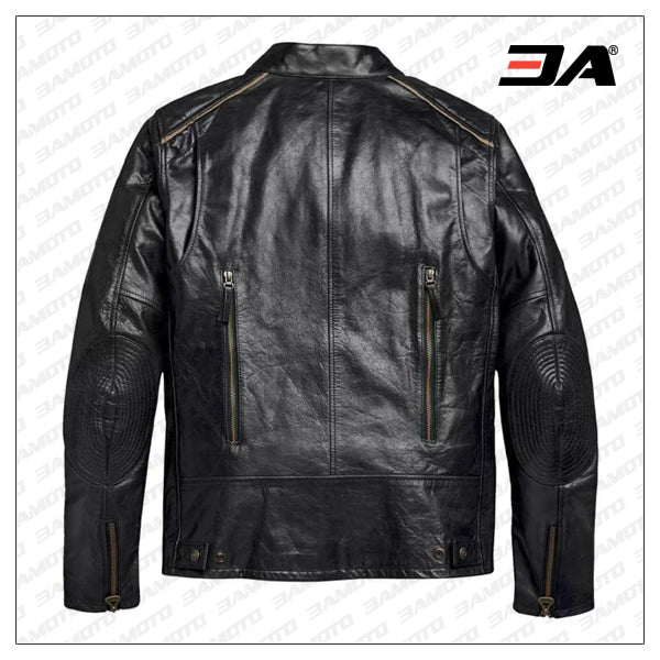 Harley Davidson Black Stripe Motorcycle Leather Jacket
