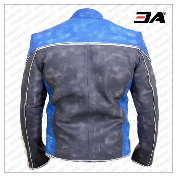 Harley Davidson Blue Motorcycle Leather Jacket