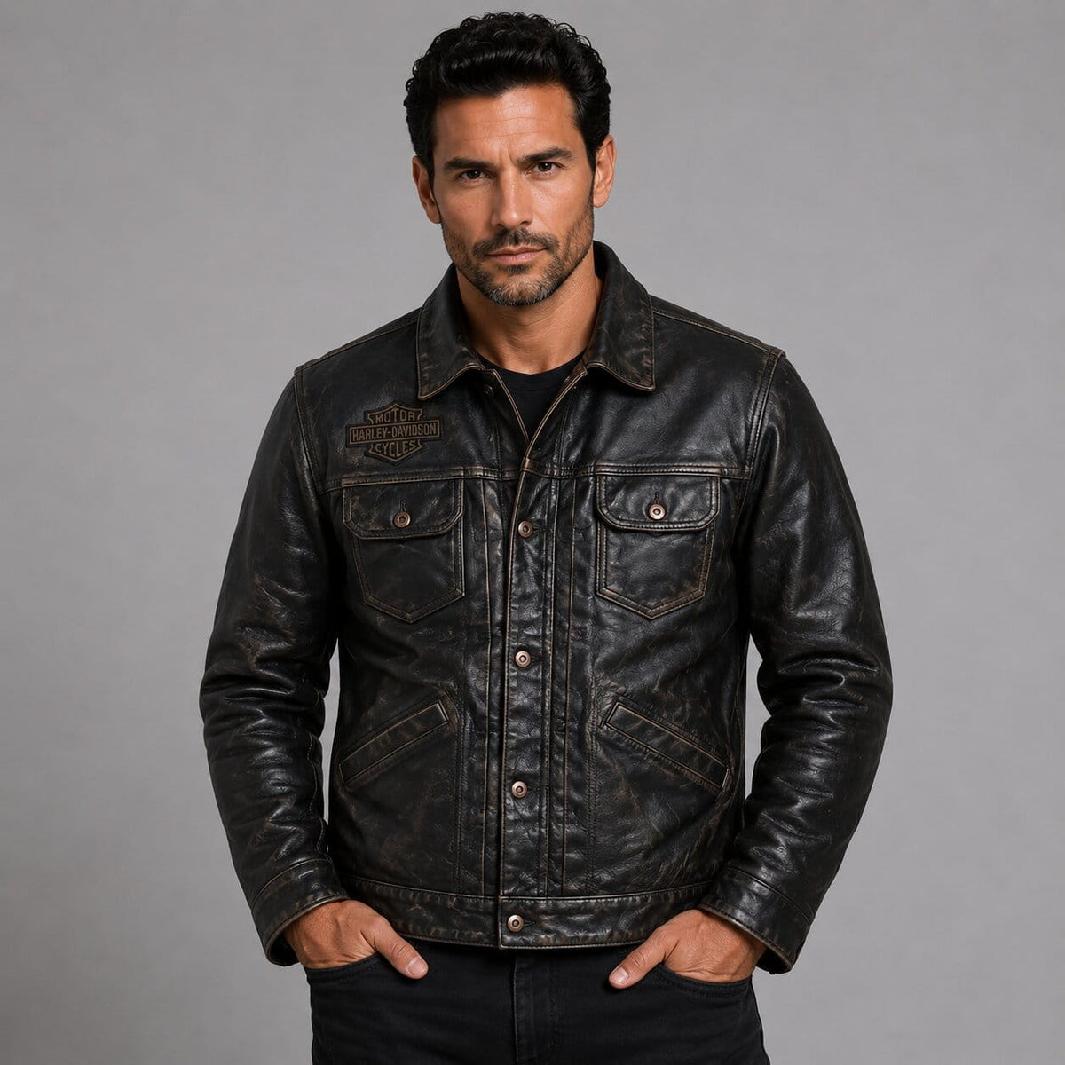 Harley Davidson Digger Slim Fit Leather Jacket for Men