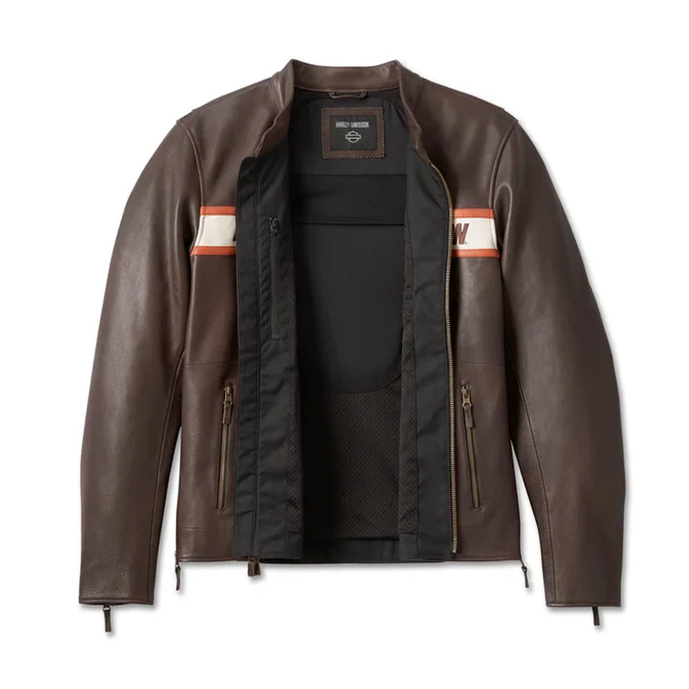 Men’s Harley-Davidson Cafe Racer Cowhide Leather Jacket – Vintage Brown Riding Coat