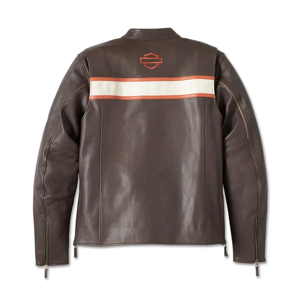 Men’s Harley-Davidson Cafe Racer Cowhide Leather Jacket – Vintage Brown Riding Coat