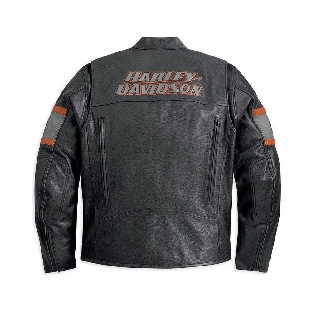 Men’s Harley-Davidson Victory Lane Leather Motorcycle Jacket – Black Racing Armor Coat