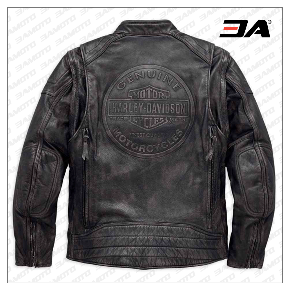 Harley Davidson Men’s Dauntless Convertible Motorcycle Leather Jacket