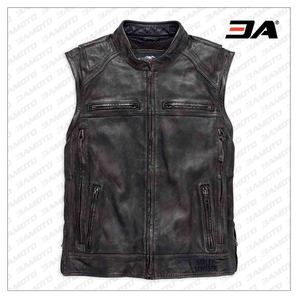 Harley Davidson Men’s Dauntless Convertible Motorcycle Leather Jacket