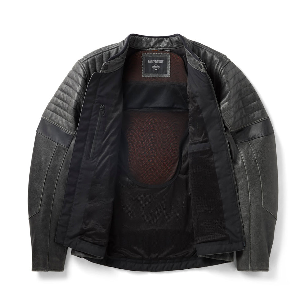 Men’s Harley-Davidson Passing Link III Distressed Leather Riding Jacket – Armor Protected Biker Coat