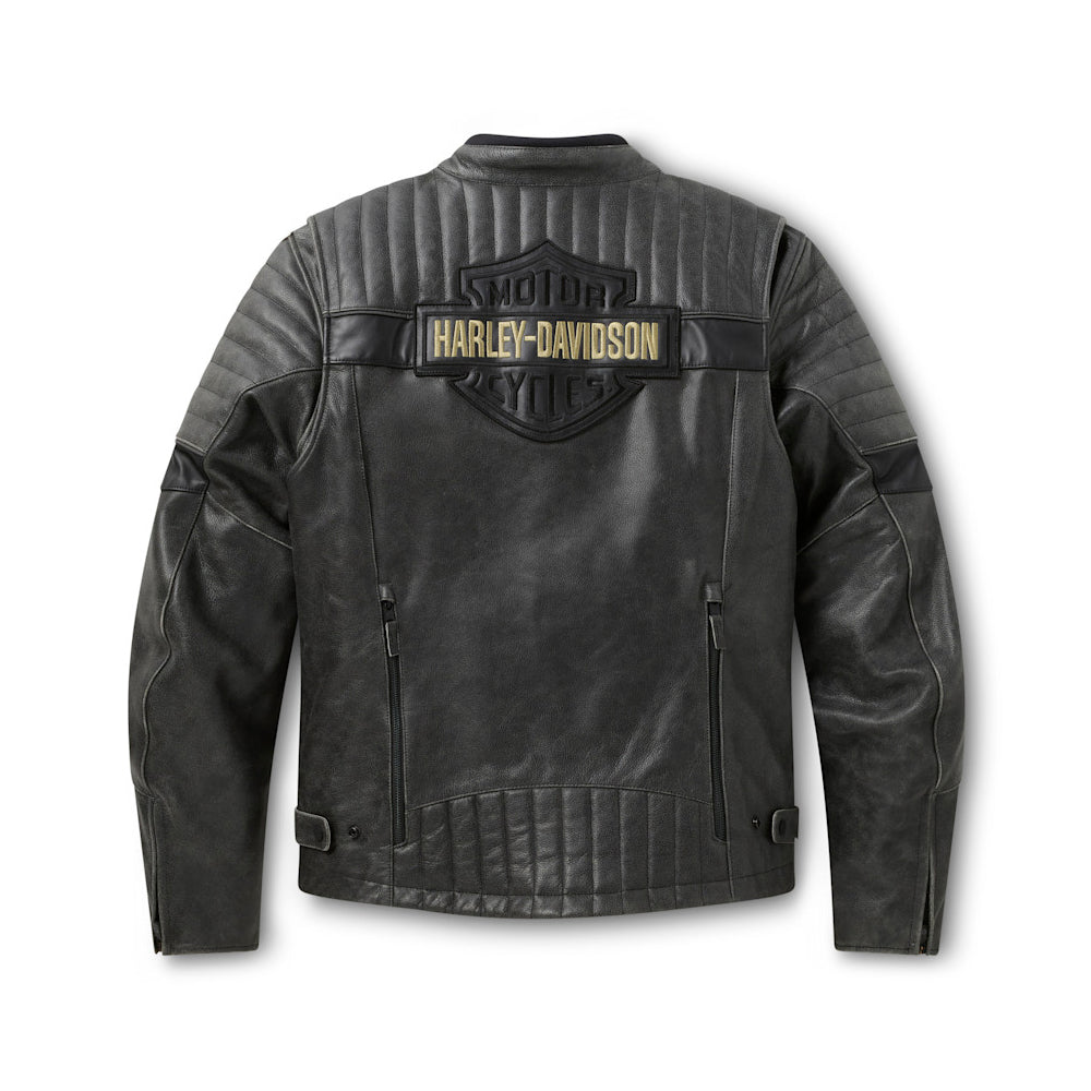 Men’s Harley-Davidson Passing Link III Distressed Leather Riding Jacket – Armor Protected Biker Coat