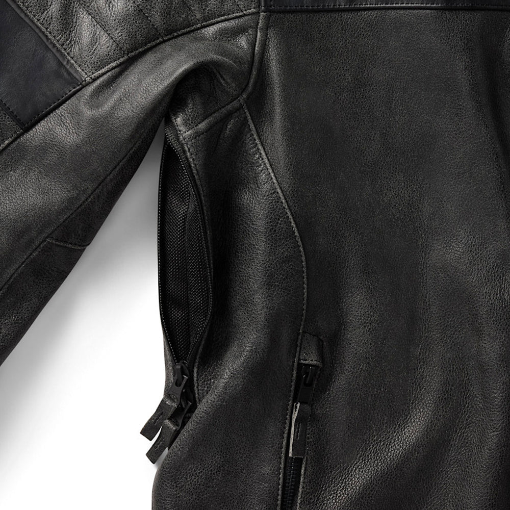 Men’s Harley-Davidson Passing Link III Distressed Leather Riding Jacket – Armor Protected Biker Coat