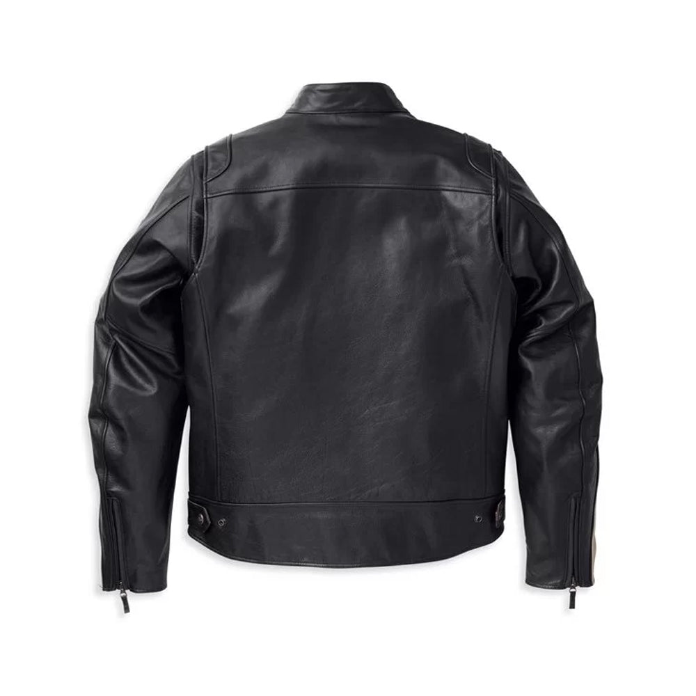 Men’s Harley-Davidson Racing Limited Edition Leather Riding Jacket – Premium Black & White Biker Coat