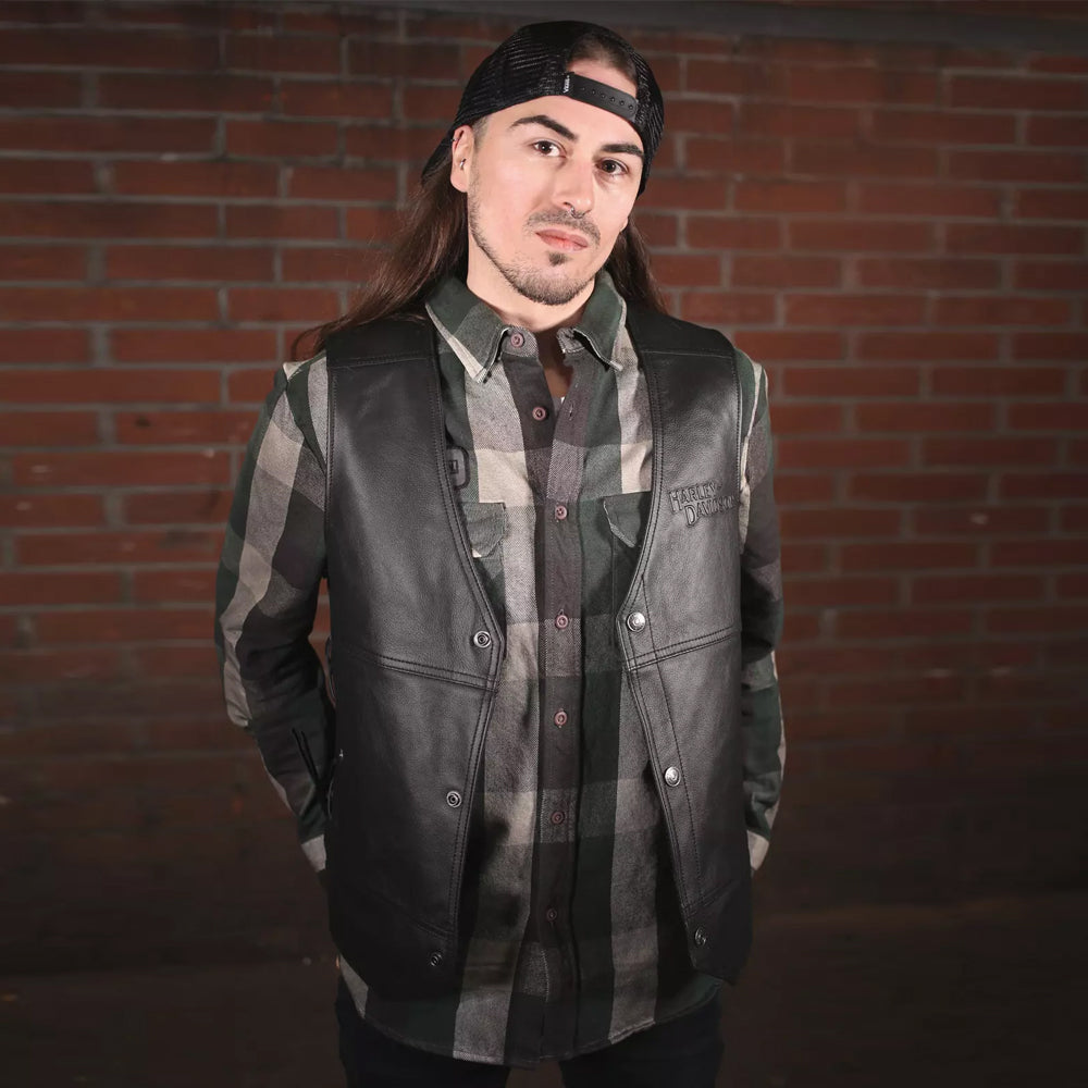 Men's Harley-Davidson Tradition II Black Side-Lace Leather Vest