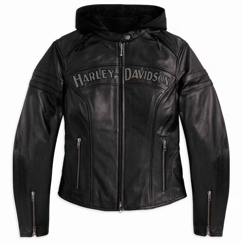 Harley-Davidson Women's Miss Enthusiast Triple Vent Leather Jacket Black