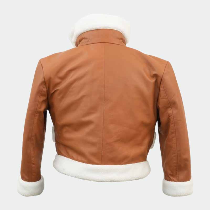 Men and Women Light Brown Sheepskin Leather Hawks Inspired Wing Cosplay Jacket with Faux Shearling Collar