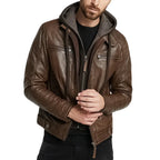 Biker Eric Hooded Leather Jacket