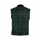 XPRO Mens Harley Cowhide Leather Green Biker Vest