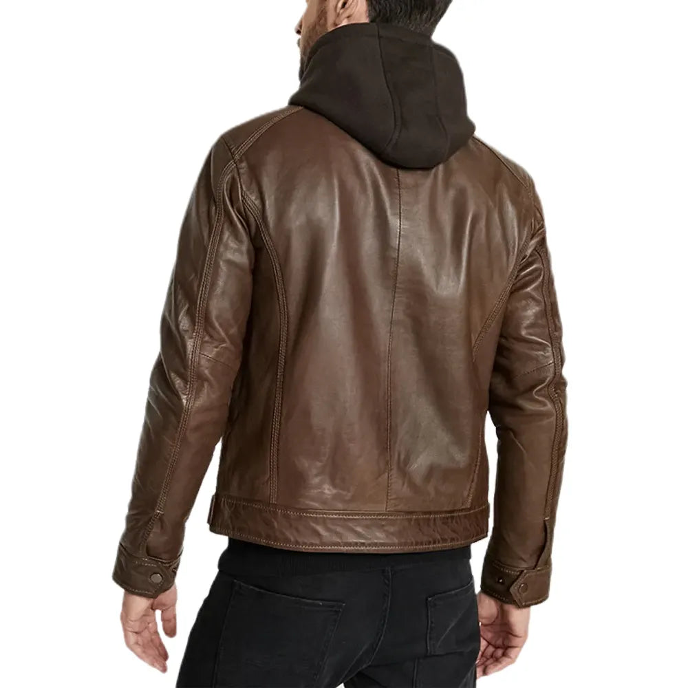 Biker Eric Hooded Leather Jacket