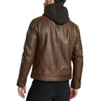 Biker Eric Hooded Leather Jacket