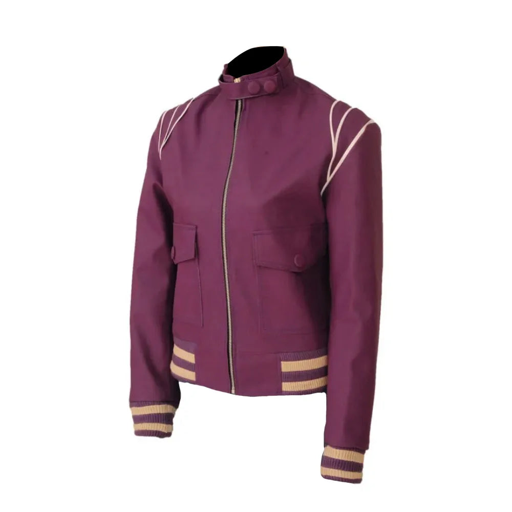 Alison Brie Purple Glow Leather Ruth Wilder Jacket