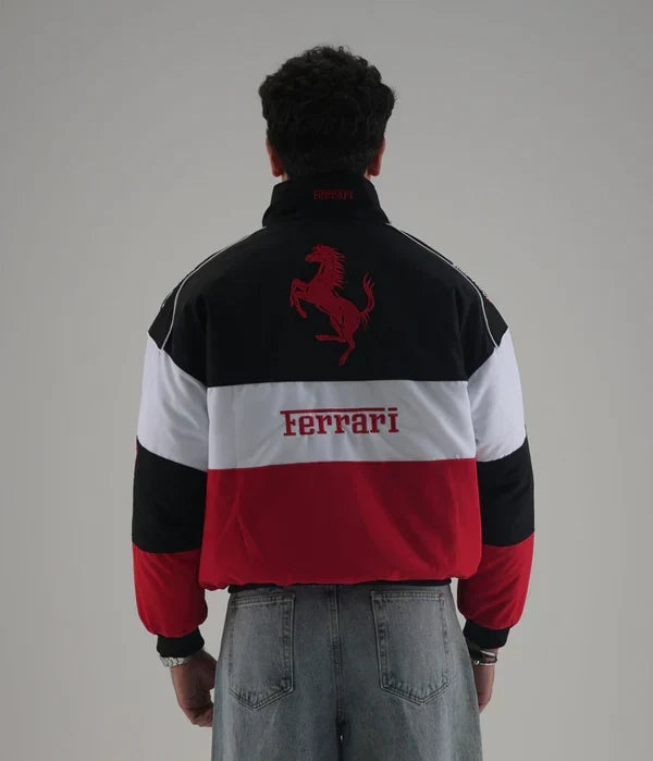 Ferrari F1 Embroidered Jacket – Triple Logo Racing Edition