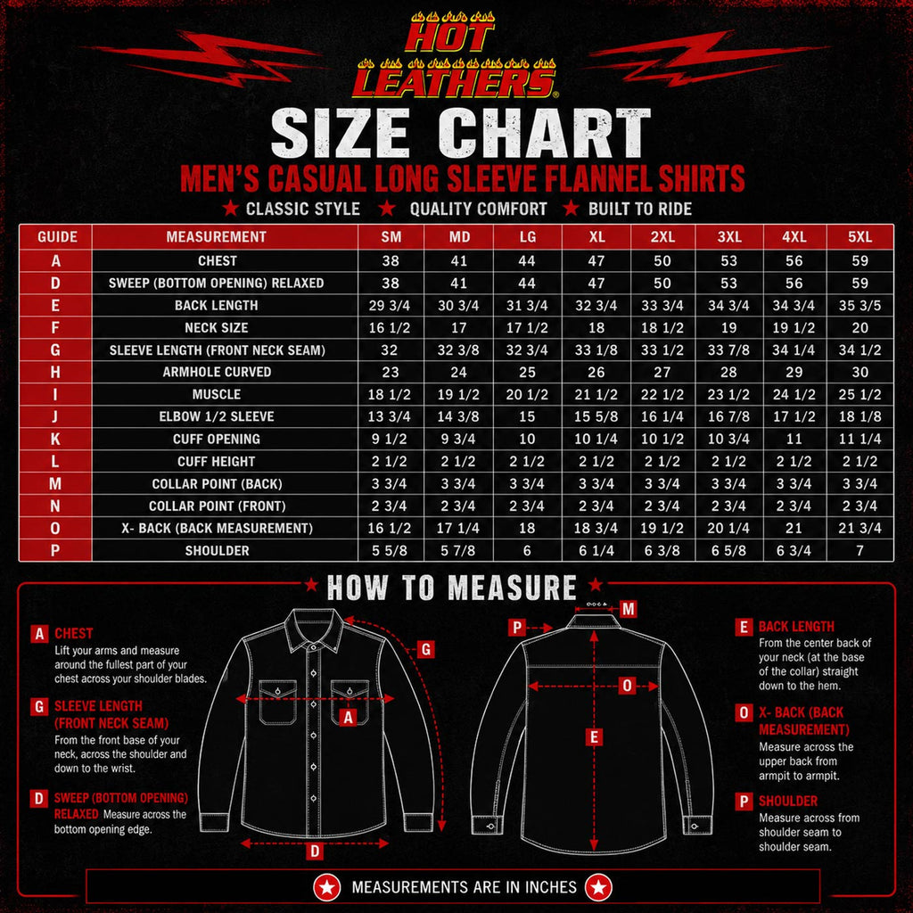 Hot Leathers JKM3202 Men’s CE Armored Flannel Motorcycle Shirt Jacket - Aramid Reinforced w/ Leather Shoulder Panels