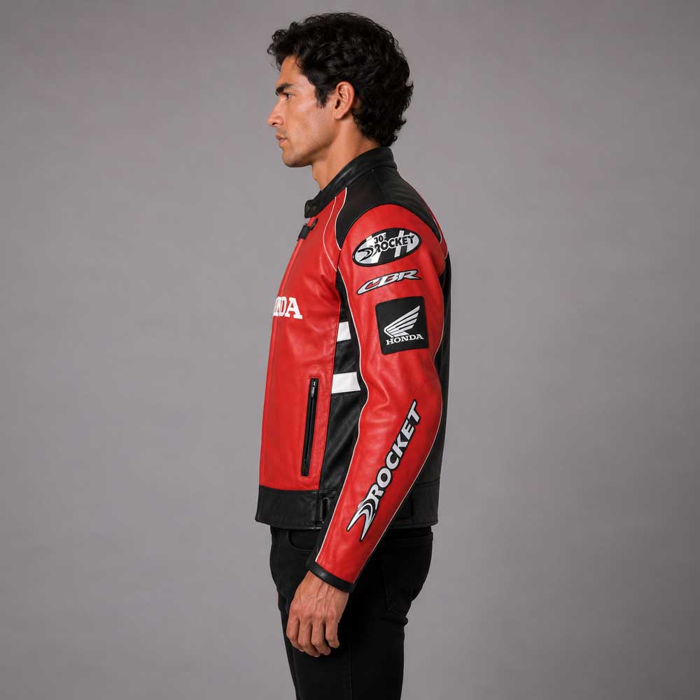Honda Red And Black Racing Leather Jacket