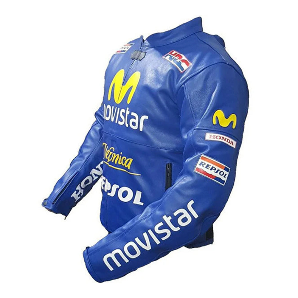 Honda Repsol Cx Edition – Men’s Blue Genuine Cowhide Leather Racing Jacket