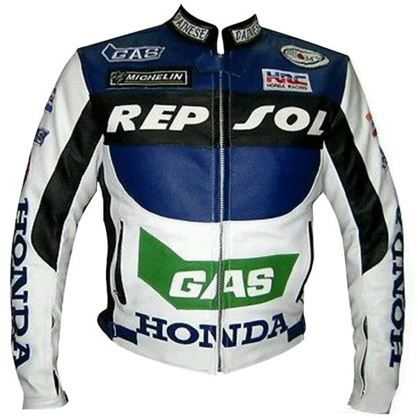 Honda Repsol Gas Motorcycle Biker Leather Jacket